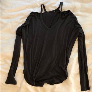 Grey Off-the-Shoulder Long-Sleeve Tee!